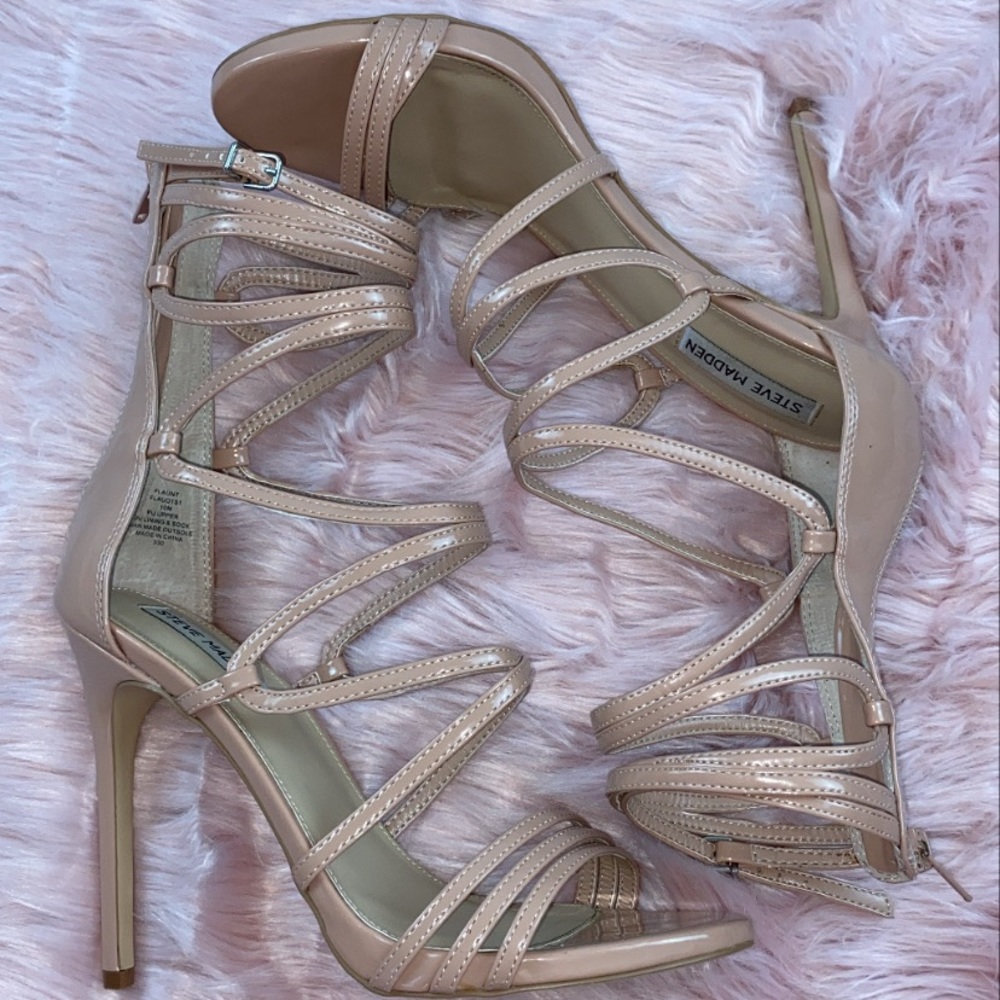 Blush strappy heels